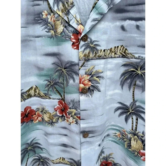 Blue Hawaii Mens Short Sleeve Collared Button Down Coconut Print Shirts Sz L - Picture 3 of 10